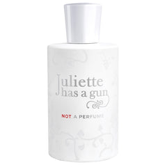 Product image of Juliette Has A Gun Not A Perfume fragrance bottle a white cylindrical bottle with a white cap featuring silver-grey Juliette Has A Gun lettering red NOT A PERFUME text and a subtle grey floral pattern