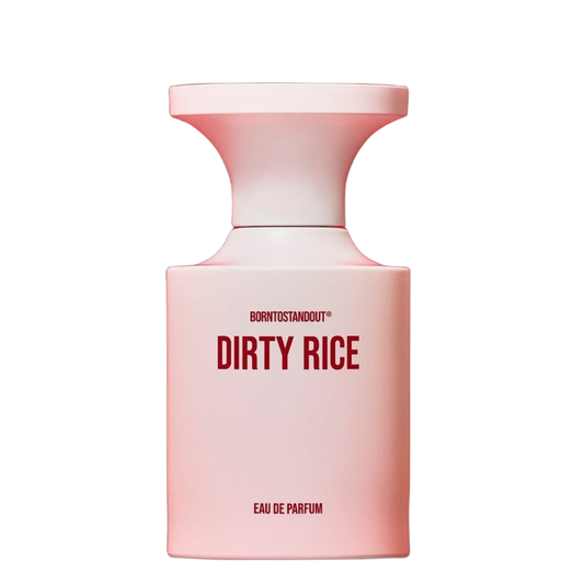 BORNTOSTANDOUT Dirty Rice Eau De Parfum Spray bottle on a plain background